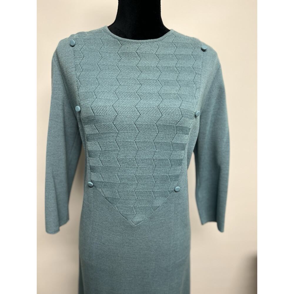 Vintage 40s Wool Knit Sweater Dress & Matching Coat 1940s Made In Italy Sz 14 - Picture 8 of 16